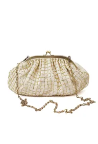 Kiya White-Golden Embellished Clutch Bag image 3