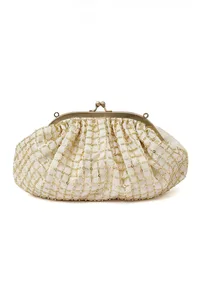 Kiya White-Golden Embellished Clutch Bag image 4