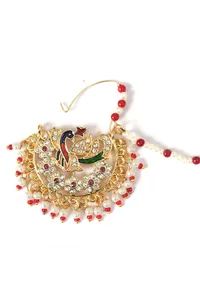 Peacock Design Kundan Nath with Pearls image 3