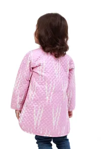 Rose Pink Ikkat Weave Quilted Reversible Jacket image 4