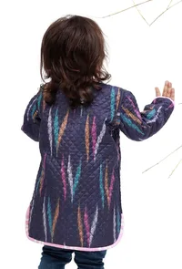 Rose Pink Ikkat Weave Quilted Reversible Jacket image 6