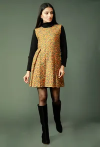 Mustard Pure Wool Kani Woven Dress With Kashmiri Pattern image 2