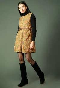 Mustard Pure Wool Kani Woven Dress With Kashmiri Pattern image 3