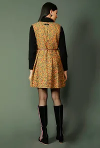 Mustard Pure Wool Kani Woven Dress With Kashmiri Pattern image 4