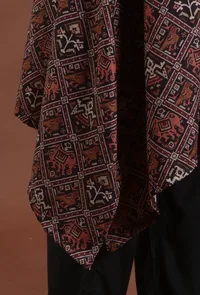 Deep Maroon Patola Printed Tussar Silk Asymmetric Kurta image 6