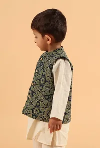Arth Indigo Ajrakh Print Cotton Nehru Jacket image 2