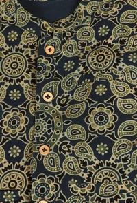 Arth Indigo Ajrakh Print Cotton Nehru Jacket image 4