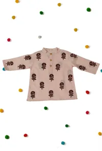 Rose Pink Cotton Handblock Short Kurta image 1