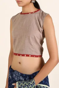 Light Lilac Padded Cotton Slub Blouse With Keyhole Back image 2