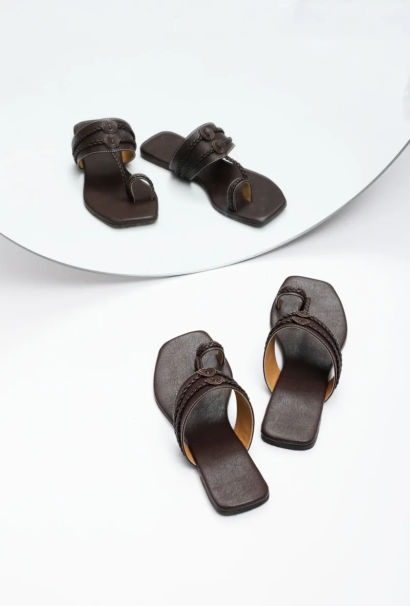 Dark Brown Cruelty Free Leather Kolhapuri