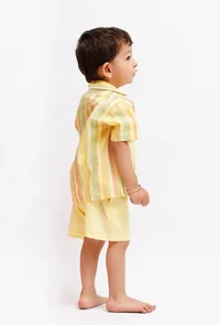 Set Of 2: Yellow Striped Shirt and Yellow shorts image 2