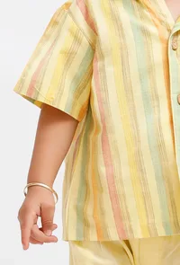 Set Of 2: Yellow Striped Shirt and Yellow shorts image 4