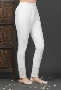 Straight White Cotton Pants image 2