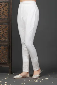 Straight White Cotton Pants image 3