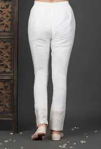 Straight White Cotton Pants image 4