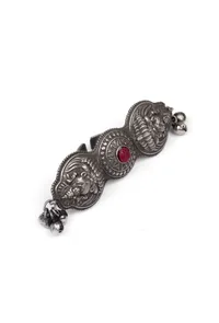 Silver Look Like Round Goddess Lakshmi Ruby Stone Adjustable Size Ring image 3