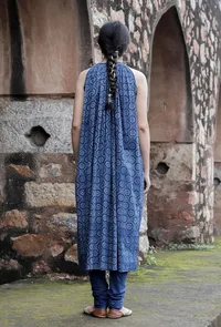 Druti Indigo Printed Flared Kurta Dress image 4