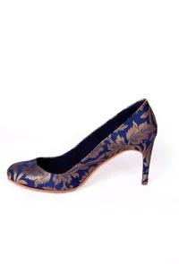Blue Brocade Pencil Heel Pumps image 3