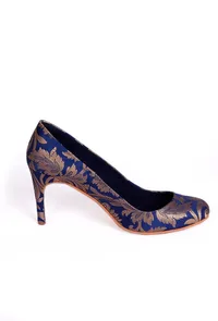 Blue Brocade Pencil Heel Pumps image 4