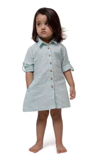 Blue Melange Tunic Dress with Waist Belt image 2