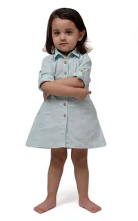 Blue Melange Tunic Dress with Waist Belt image 3