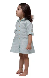 Blue Melange Tunic Dress with Waist Belt image 4