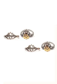 Set of 4: Butterfly Silver Brass Toering image 2