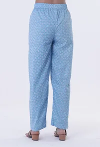 Blue & White Cotton Block Printed Pant image 3