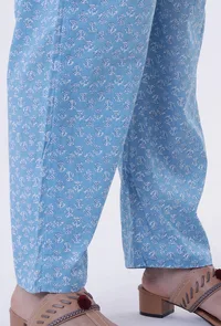 Blue & White Cotton Block Printed Pant image 4