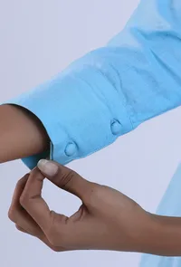 Women Blue V-Neck Cotton Kurta image 6