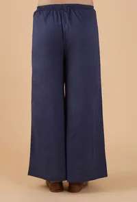 Set Of 2:Bhakti Indigo Jaal Print Pleated Kurta Dress & Palazzo Pants image 4