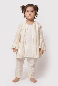 Set of 3 - Fawn White Gold Slip with Cape and Pajama image 1