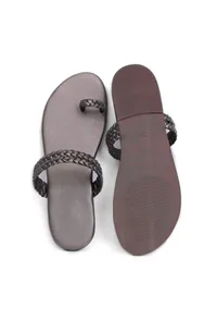 Steel grey Knotted Cruelty Free Leather Sandals image 3