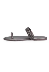 Steel grey Knotted Cruelty Free Leather Sandals image 4