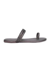 Steel grey Knotted Cruelty Free Leather Sandals image 5
