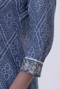 Blue & White Block Printed Cotton Kurta image 5