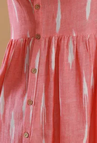Pink Ikat Sleeveless Cotton Midi Dress image 5