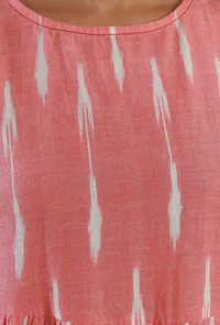 Pink Ikat Sleeveless Cotton Midi Dress image 6