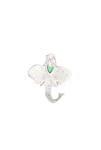 Elephant with Green Stone Brass Earrings image 4