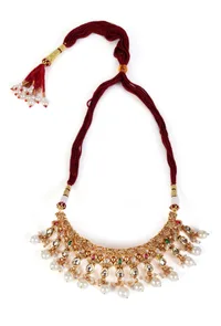 Svarnika Temple Heritage Kemp Necklace Set with Pearls image 2