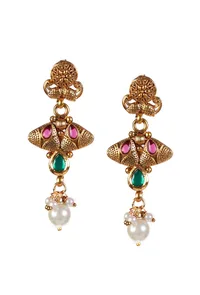 Svarnika Temple Heritage Kemp Necklace Set with Pearls image 4