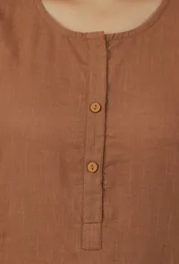Coffee Brown Straight Cotton Kurta image 5