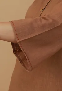 Coffee Brown Straight Cotton Kurta image 6