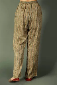 Blue And Grey Ajrakh Striped Modal Silk Palazzos image 4