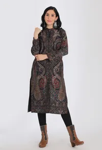 Shahnooor black Kani Jamavar Long Coat Outer Jacket image 1