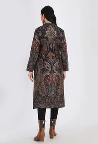 Shahnooor black Kani Jamavar Long Coat Outer Jacket image 4
