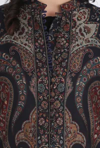 Shahnooor black Kani Jamavar Long Coat Outer Jacket image 5
