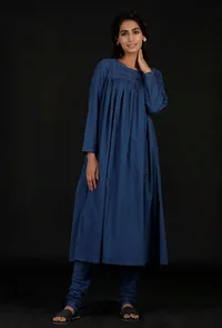 Azure Blue Cotton Kurta image 2