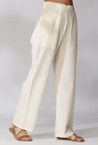White Cotton Pants With Pockets image 2