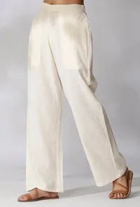 White Cotton Pants With Pockets image 3